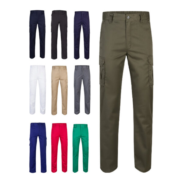 VL LUGH. Pantalon stretch, multipoches (240g/m²) en coton (46%), eme (38%) et polyester (16%)