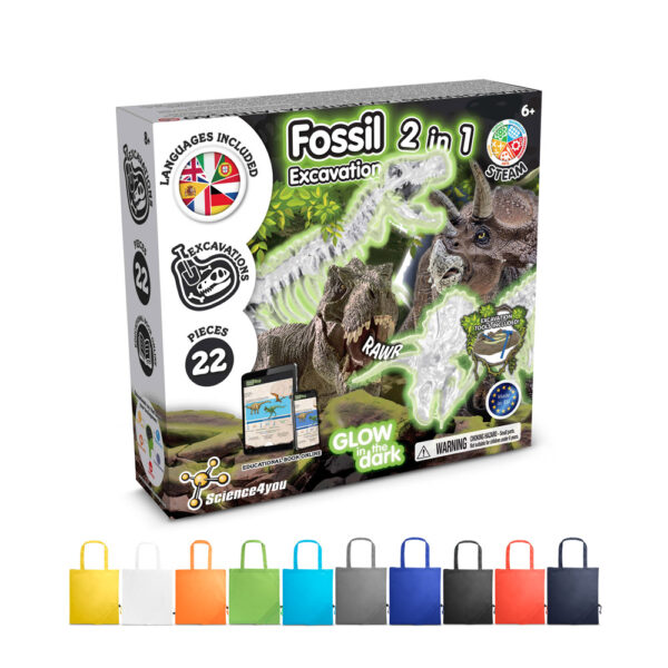 2 in 1 Fossil Excavation Kit V. Jeu éducatif livré avec un sac cadeau pliable en 190t