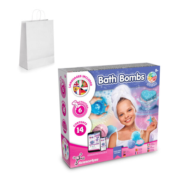 Bath Bombs Kit II. Jouet éducatif livré avec un sac cadeau en papier kraft (90 g/m²), fabriqué à partir de matériaux certifiés fsc™ et d'autres matériaux certifiés