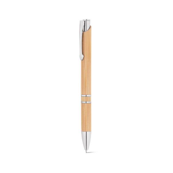 BETA BAMBOO. Stylo à bille en bambou avec clip et attributs métalliques – Image 4