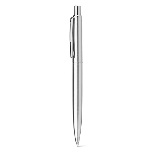SILVERIO. Stylo à bille en acier inoxidable avec corps brillant et agrafe – Image 2