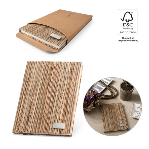 NERUDA. Bloc-notes a5 avec couverture rigide en fibre de paille naturelle