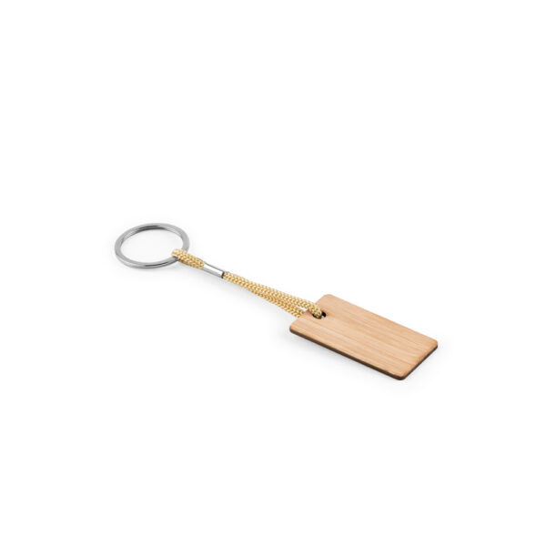 HOPPS. Porte-clés rectangulaire en bambou avec cordon en pet – Image 4