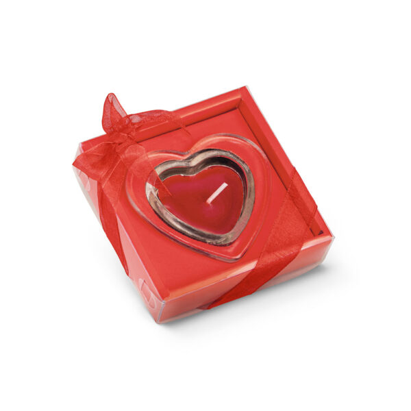 SWEET. Bougie en forme de coeur et base en verre – Image 2