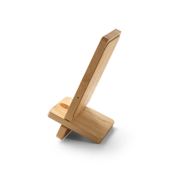 LANGE. Support pour smartphone avec chargeur sans fil rapide 15w en bambou – Image 4