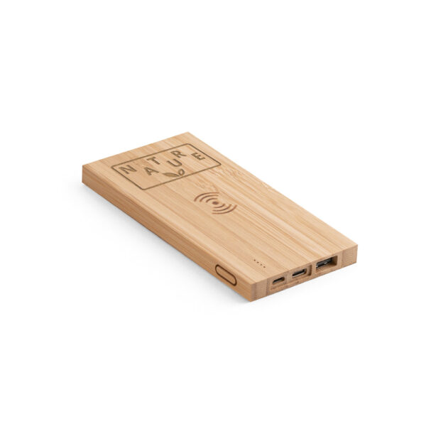 FITCH. Power bank 5 000 mah avec chargeur sans fil 5w en bambou – Image 4