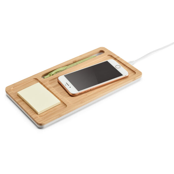 MOTT. Organiseur de bureau avec chargeur sans fil 15w en bambou et abs – Image 3