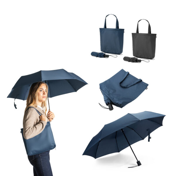 SKYLAR. Parapluie 2 en 1 avec sac shopping en polyester recyclé inclus