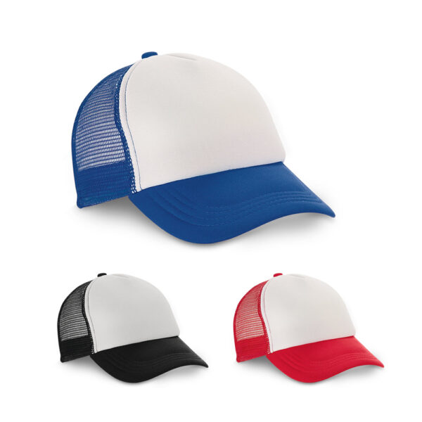 NICOLA. Casquette en polyester et filet (150 g/m²)