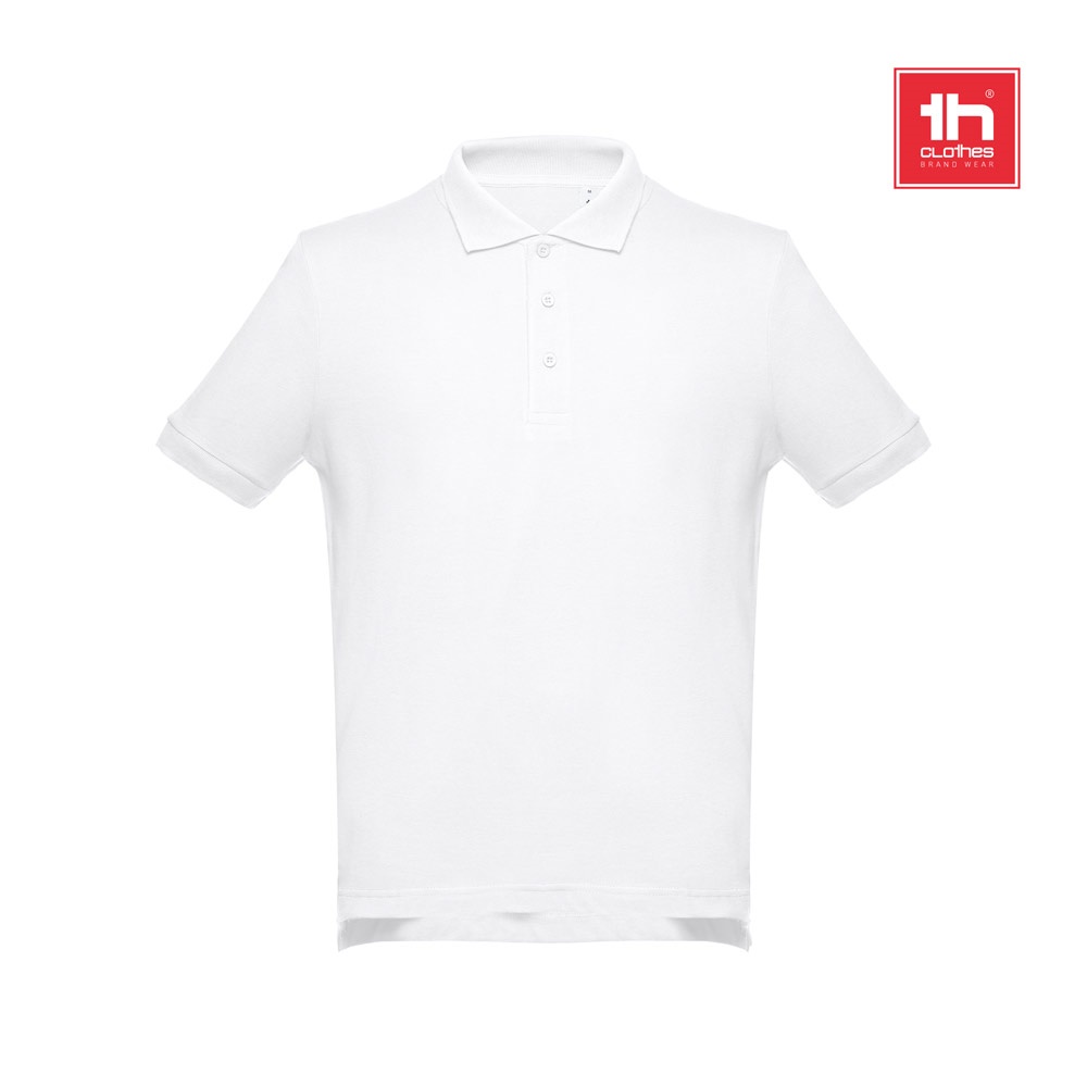 THC ADAM WH. Polo à manches courtes en coton pour hommes. couleur blanche
