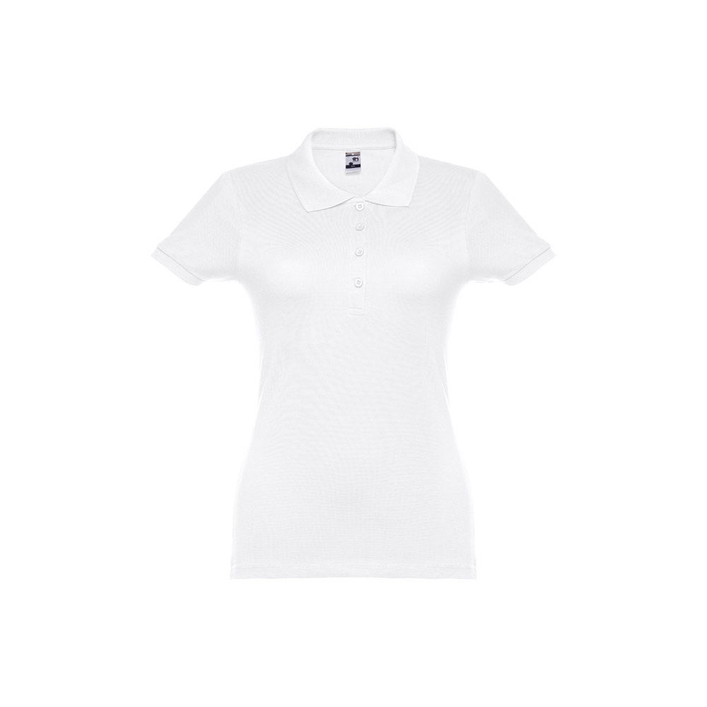 THC EVE WH. Polo manches courtes ceinturé pour femme en coton cardé – Image 2