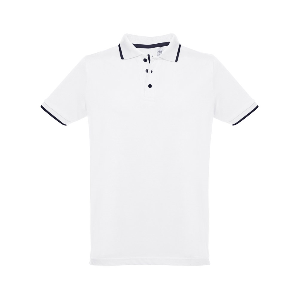 THC ROME WH. Polo en coton bicolore pour homme. couleur blanche – Image 2
