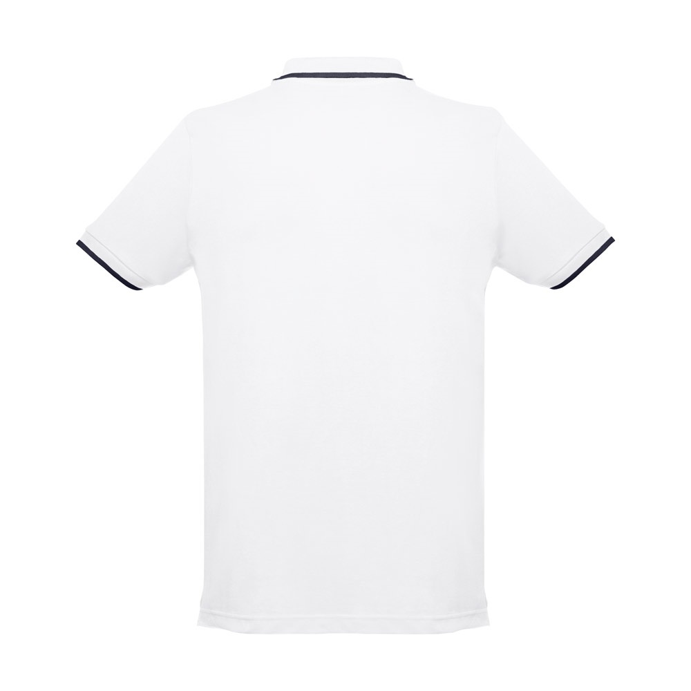 THC ROME WH. Polo en coton bicolore pour homme. couleur blanche – Image 3