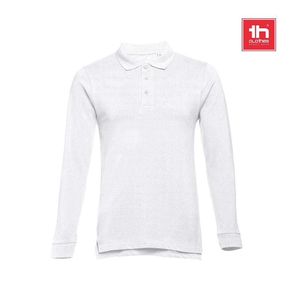 THC BERN WH. Polo en coton à manches longues pour hommes