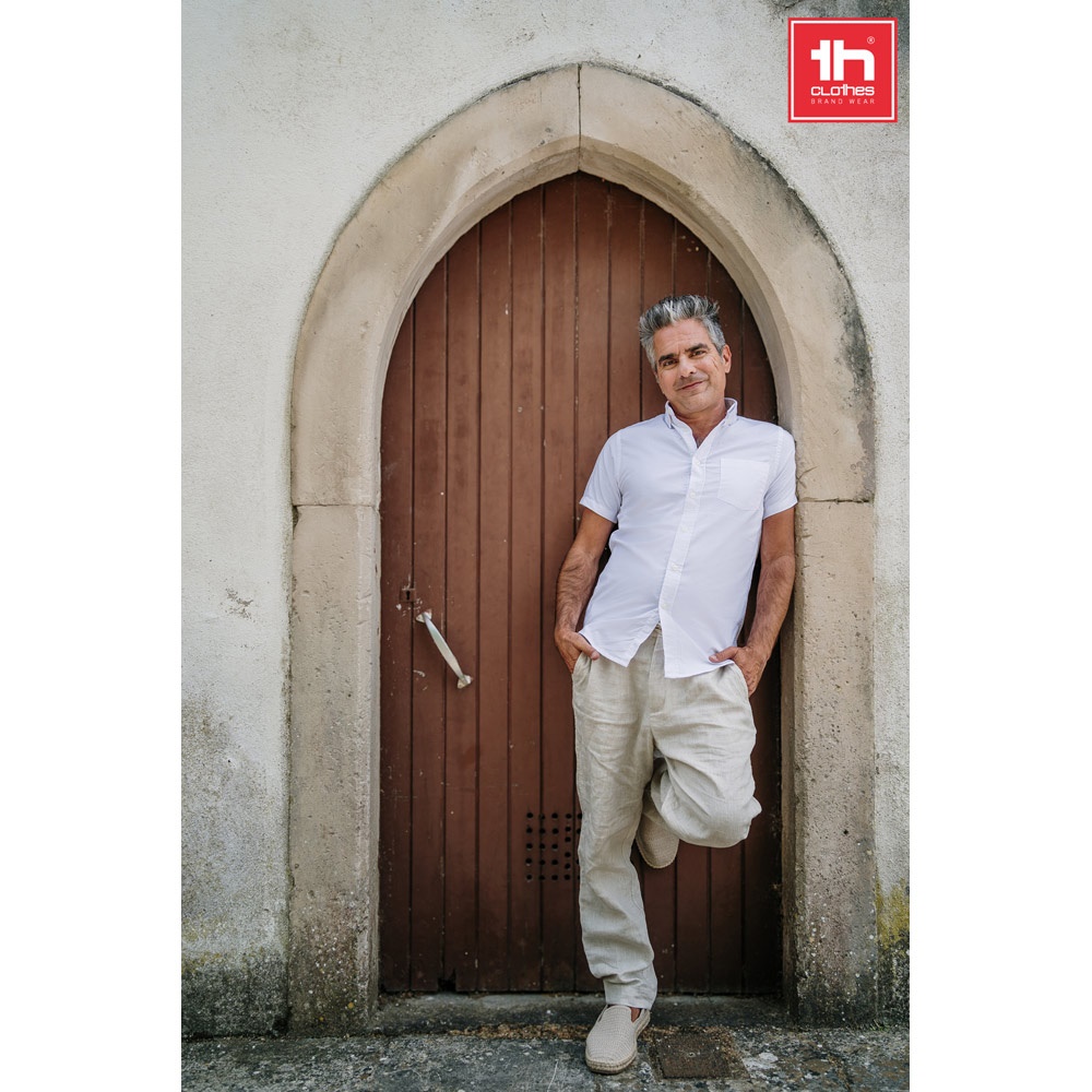 THC LONDON WH. Chemise oxford à manches courtes pour homme. couleur blanche