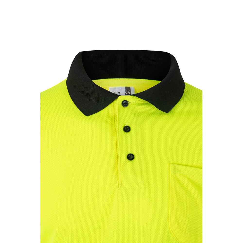 VL VULCAN. Polo bicolore (160g/m²) à manches longues, en polyester (100%) – Image 4