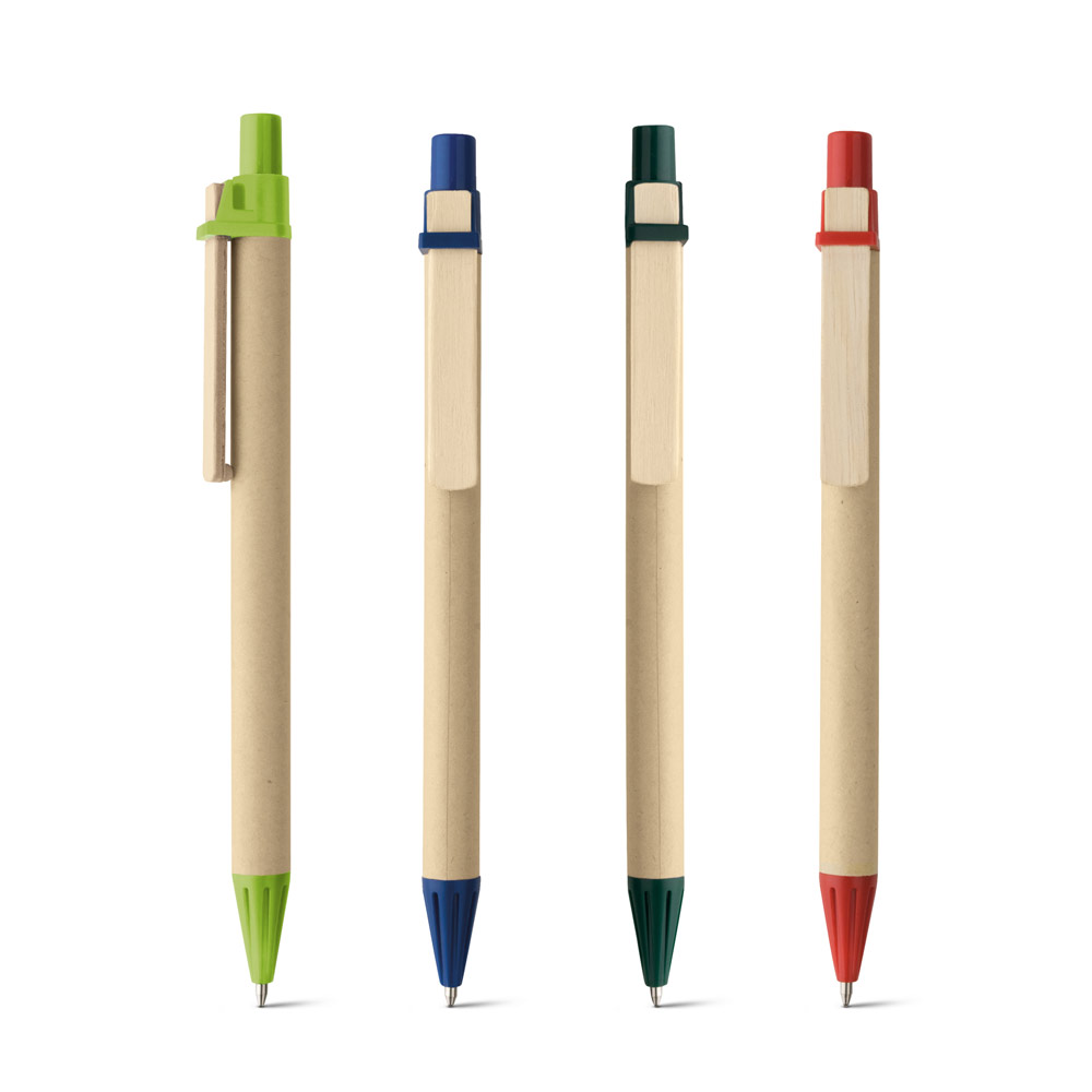 NAIROBI. Stylo à bille en papier kraft et clip en bois