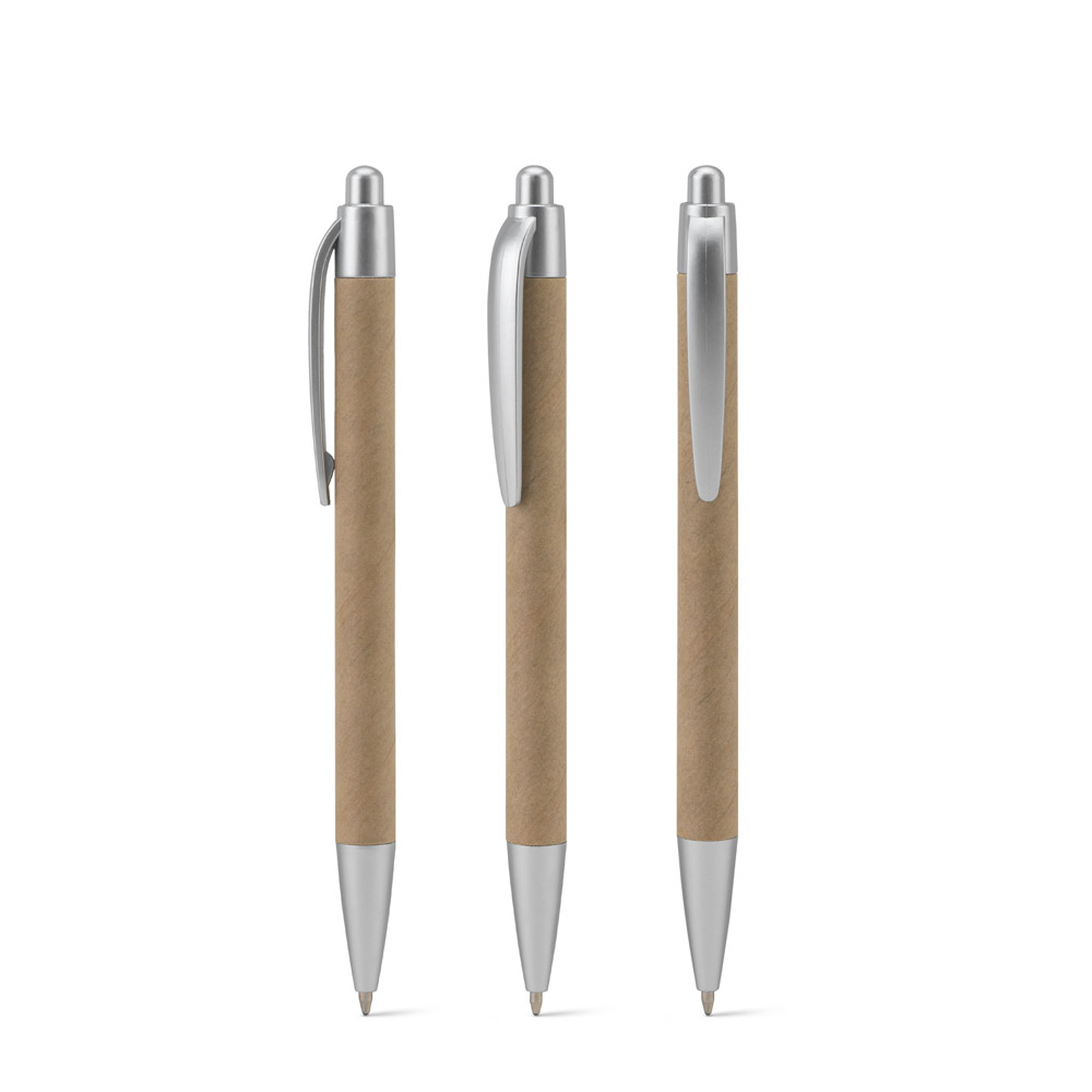 KYRA. Stylo à bille fabriqué à partir de papier 100 % recyclé et détails en abs recyclé (100 % rabs)