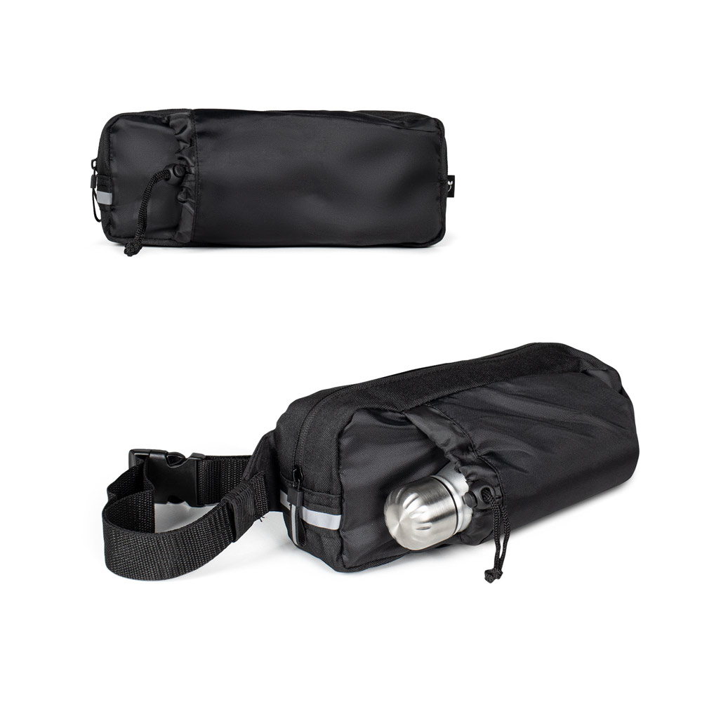 DELFOS POUCH SHINY. Sac de taille en 300d polyester recyclé (finition brillante) et 600d polyester recyclé avec éléments réfléchissants