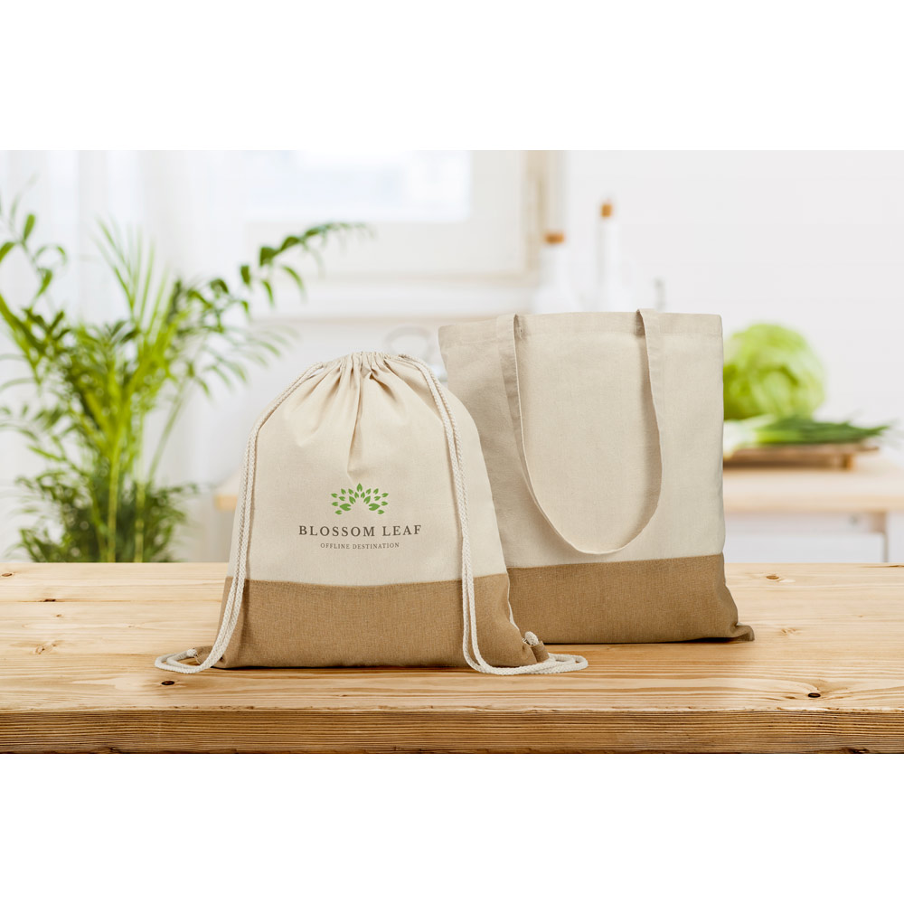 MERCAT. Sac 100% coton (160 g/m²) avec détails en imitation jute – Image 4