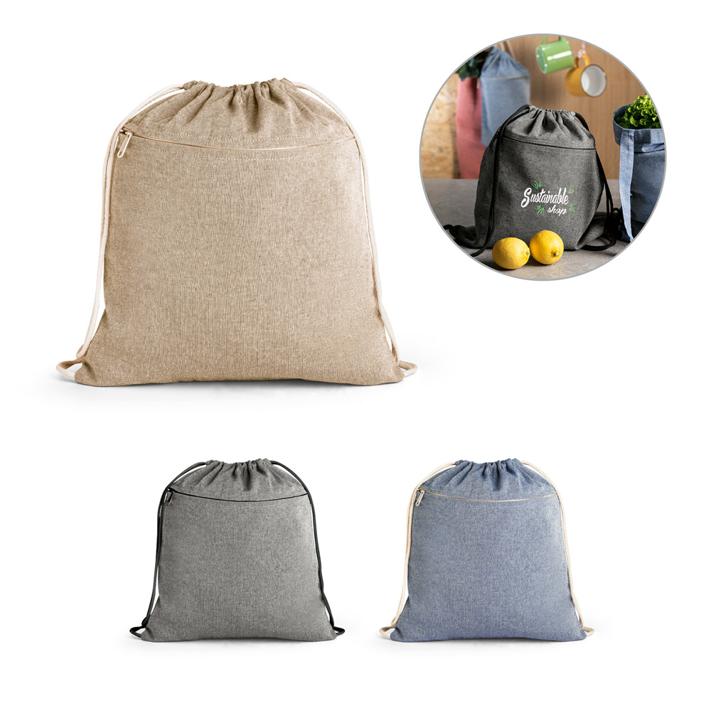 CHANCERY. Sac à cordelettes en coton recyclé (70%), polyester (30% rpet) (140 g/m²)
