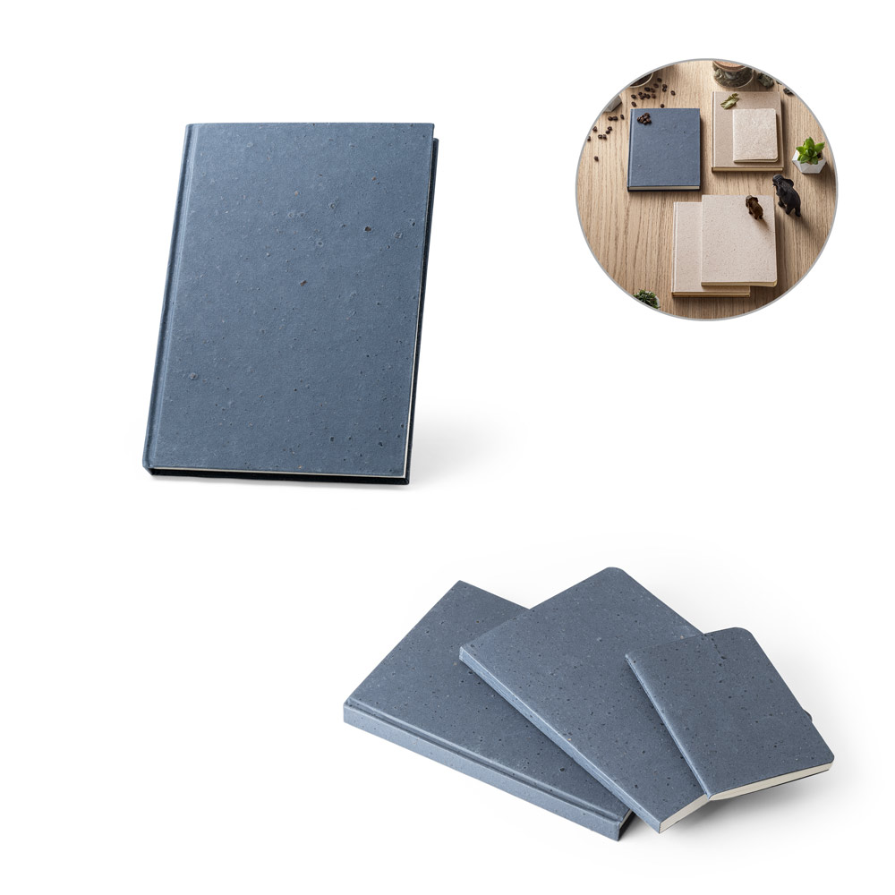 COFFEEPAD RIGID. Bloc-notes a5 avec couverture rigide fabriquée à partir de déchets de coques de café (65%)