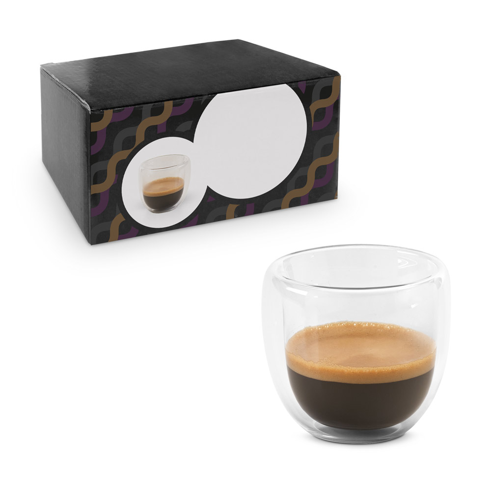 EXPRESSO. Set à café en verre borosilicaté avec 2 verres