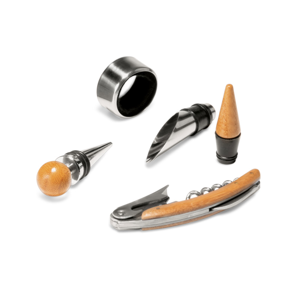 MORETO. Set à vin avec 4 pièces en bambou, acier inoxydable et abs – Image 4