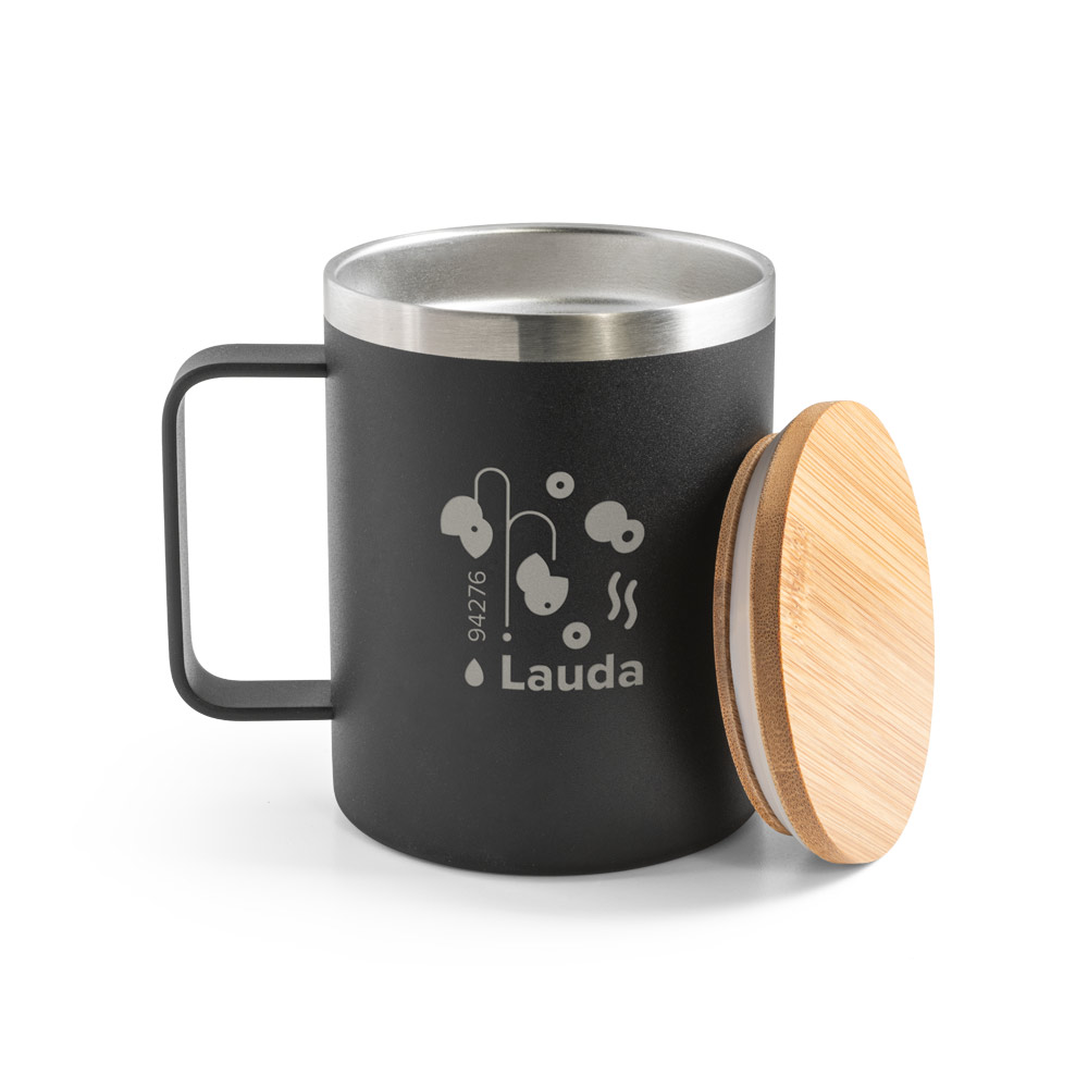 LAUDA. Mug en acier inoxydable recyclé à 90% avec couvercle en bambou 420 ml – Image 4
