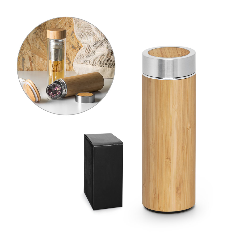 NATUREL. Bouteille thermos en bambou et acier inoxydable (90 % recyclé) 430 ml
