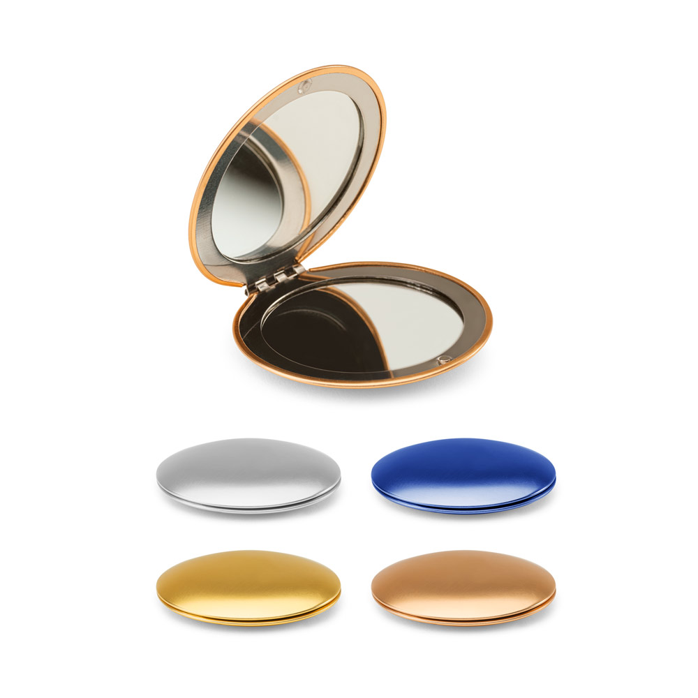 KAYLA. Miroir rond double face en aluminium avec fermeture magnétique