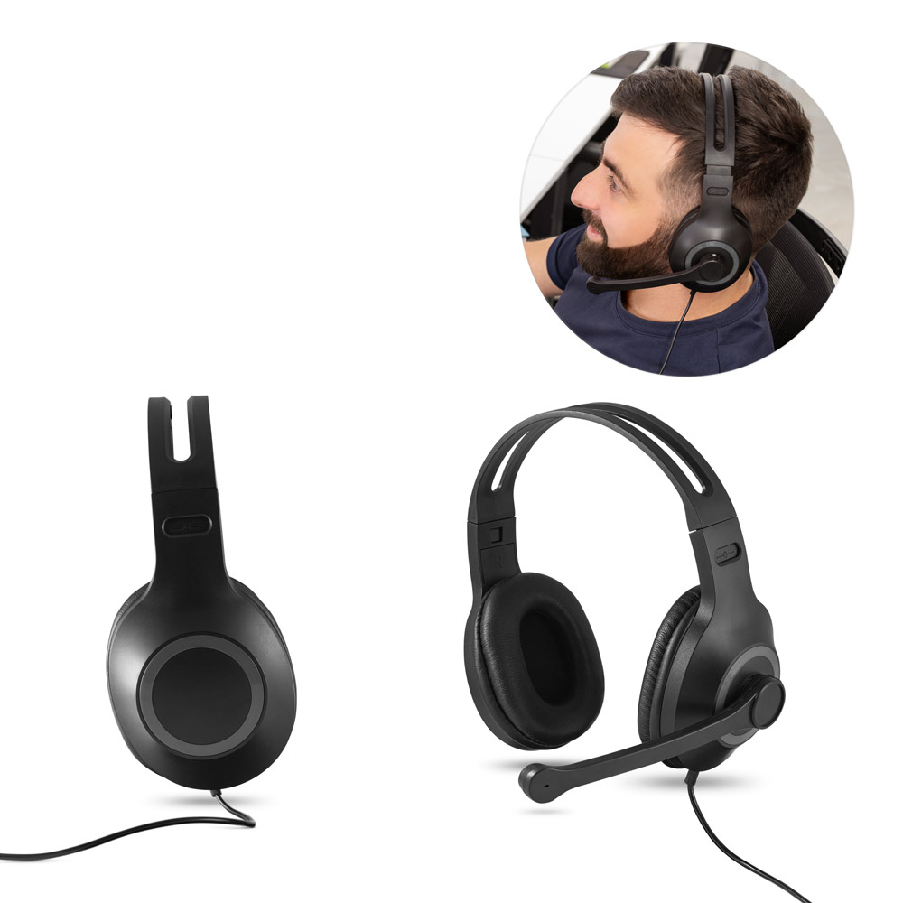 KILBY. Casque audio ajustable en abs et pp avec microphone