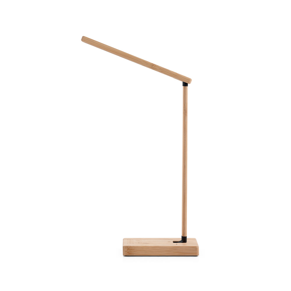 MOREY. Lampe de bureau pliante avec chargeur sans fil ultrarapide de 15 w en bambou – Image 3