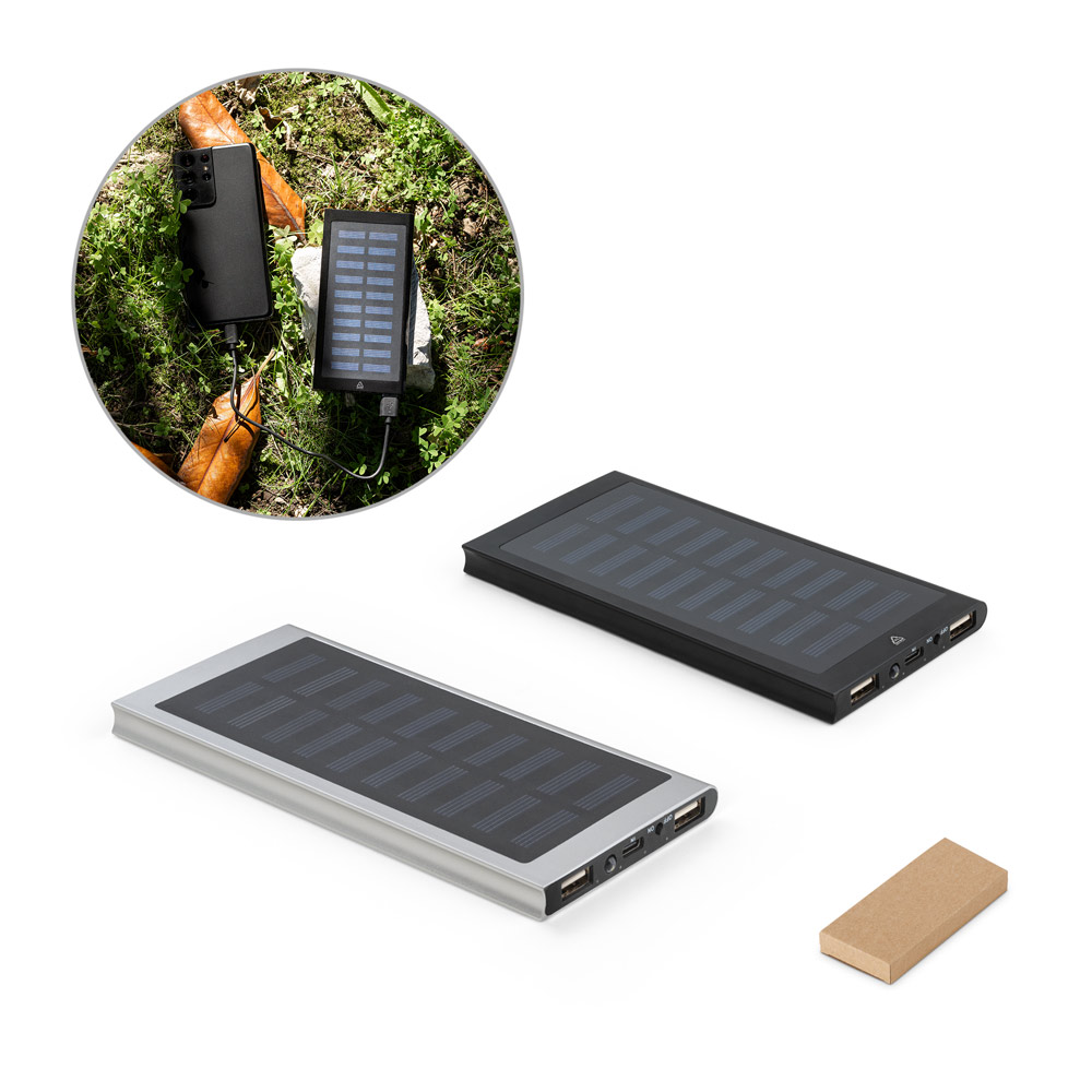 CLERK. Batterie nomade de 8 000 mah avec panneau solaire en aluminium 100 % recyclé