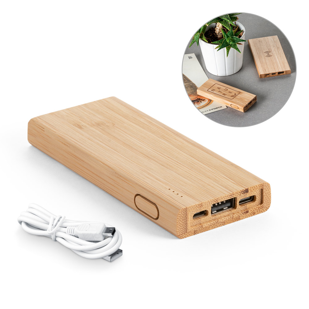 KOHN. Power bank 5 000 mah en bambou