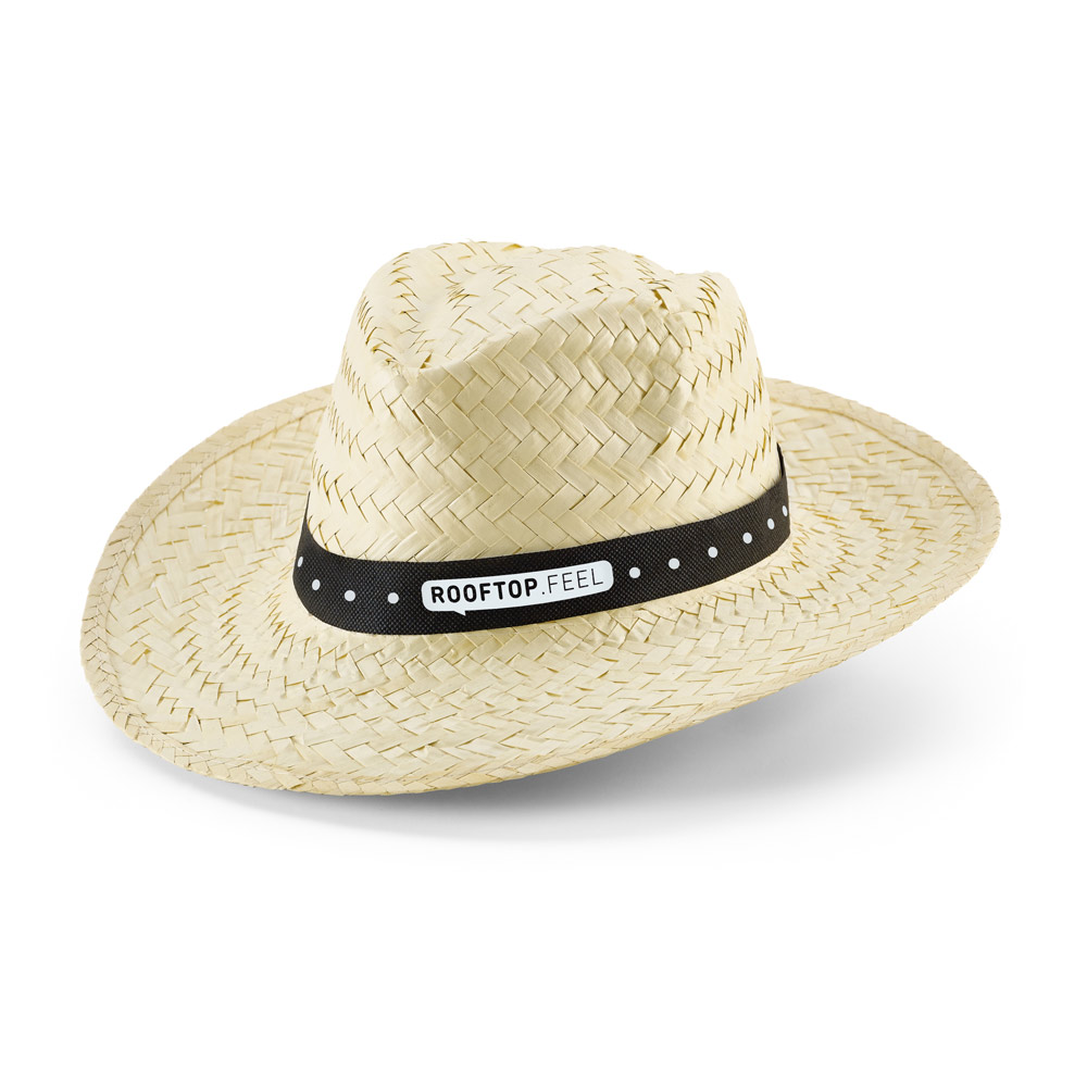 EDWARD POLI. Chapeau de paille naturelle avec bande en polyester – Image 2